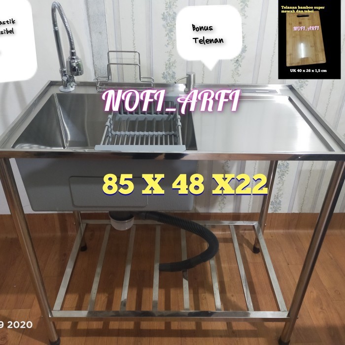 Terbaru Terlaris Bak Cuci Piring Portable/Wastafel 85 Cm/Kitchen Sink Kaki Rak
