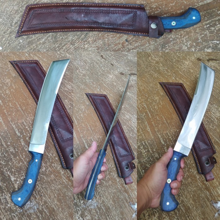 Diskon Golok Kerja Baja Super Pulltang Gagang Micarta Sarung Kulit