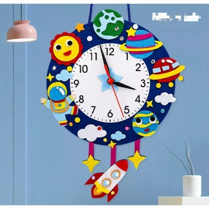 Julie - Mainan Anak Edukasi Diy Jam Dinding Non Woven Clock Prakarya Anak