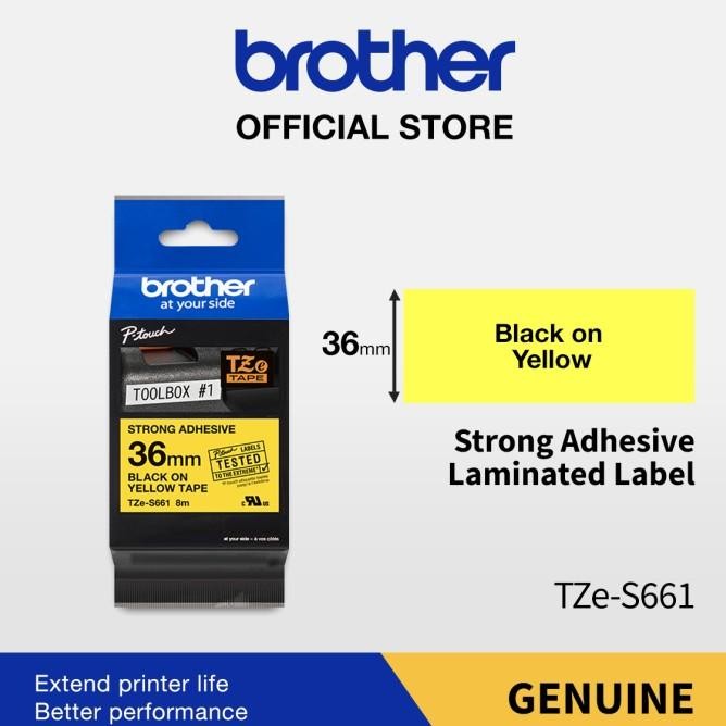

Brother Label Tape Tze-S661 36Mm X 8M Strong Adhesive Black On Yellow New
