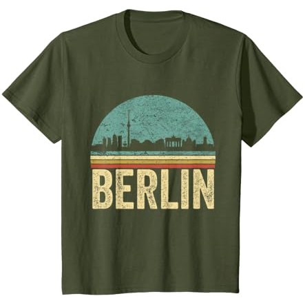 Kaos Retro Berlin Souvenir Cakrawala Ibu Kota Jerman Berlin |h0K5XM4H|