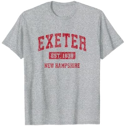 Kaos Desain Olahraga Vintage Exeter New Hampshire NH Merah |2iIsm7KR|
