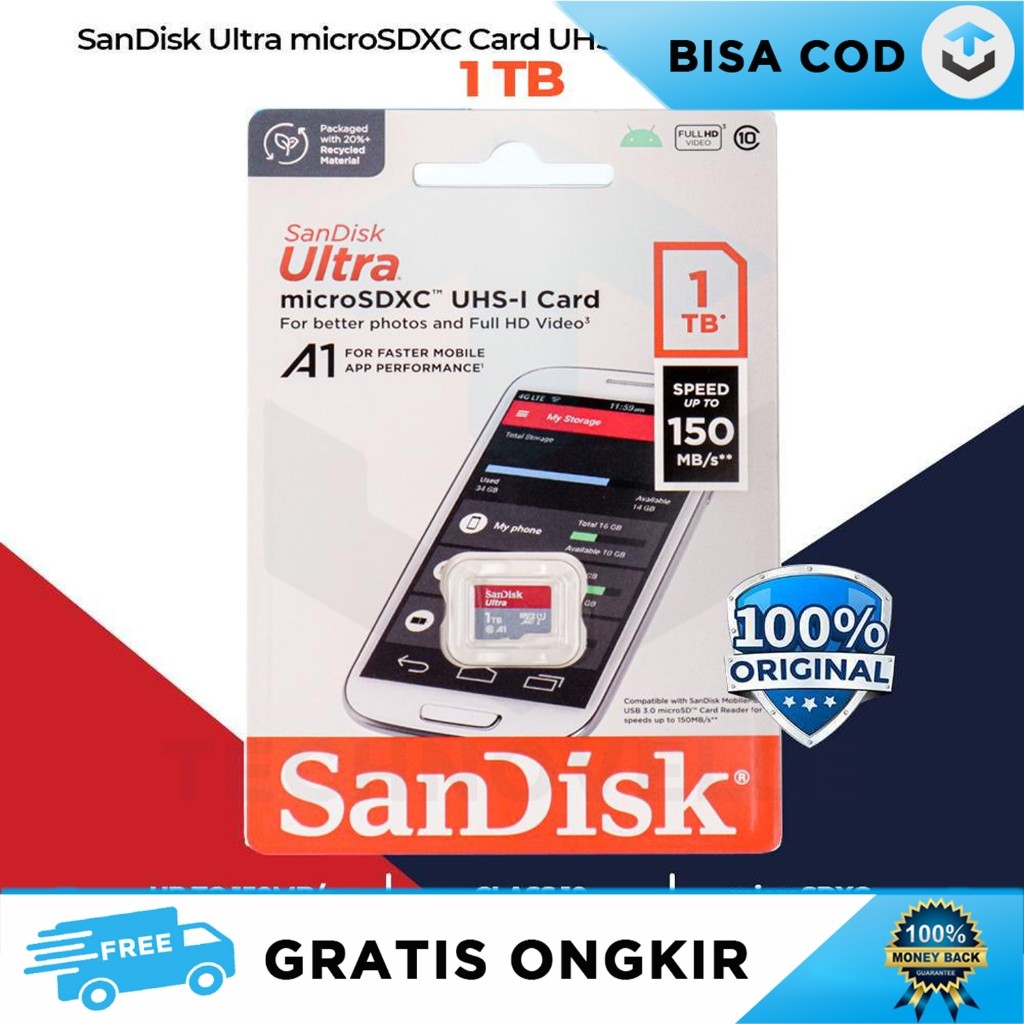 KARTU MEMORI SANDISK PENYIMPANAN BESAR 256 512 1TB SDSQUAC 150MB/s