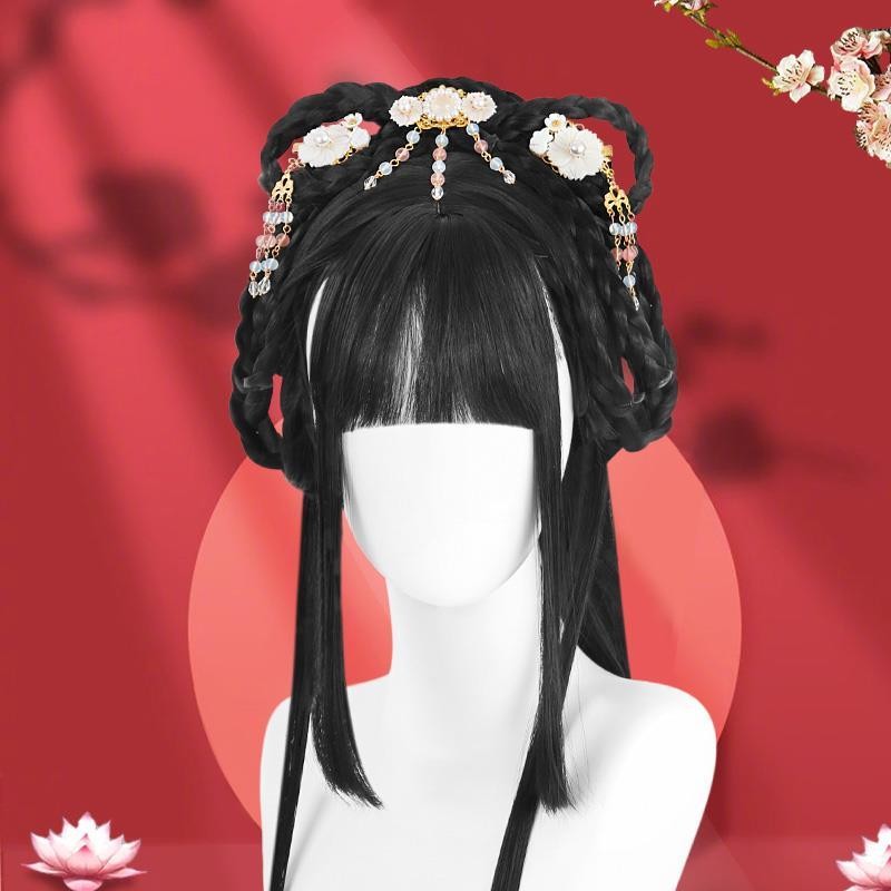 Kostum Kuno Set Atasan Wig Hanfu Wanita Klasik