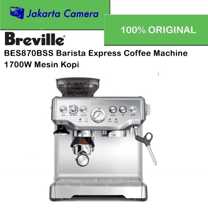 TERLENGKAP Breville BES870BSS Barista Express Coffee Machine 1700W Mesin Kopi