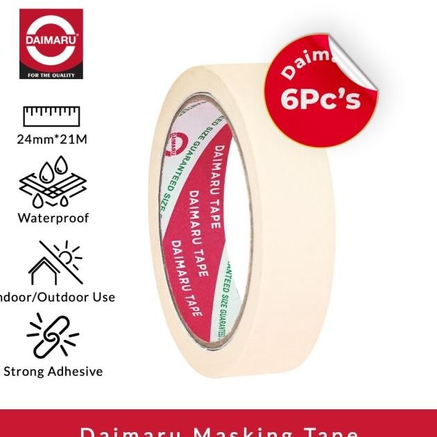 

[Paket 6Pcs] Daimaru Masking Tape Lakban Kertas Cream 24Mm X 21M (F)