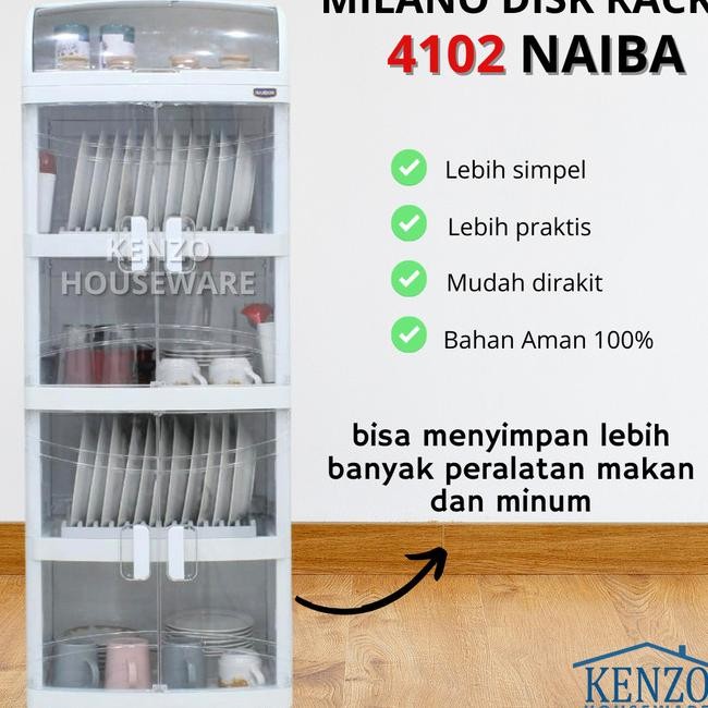 Rak Piring 5 Susun + Tutup Lemari Piring Gelas Storage Plastik Naiba