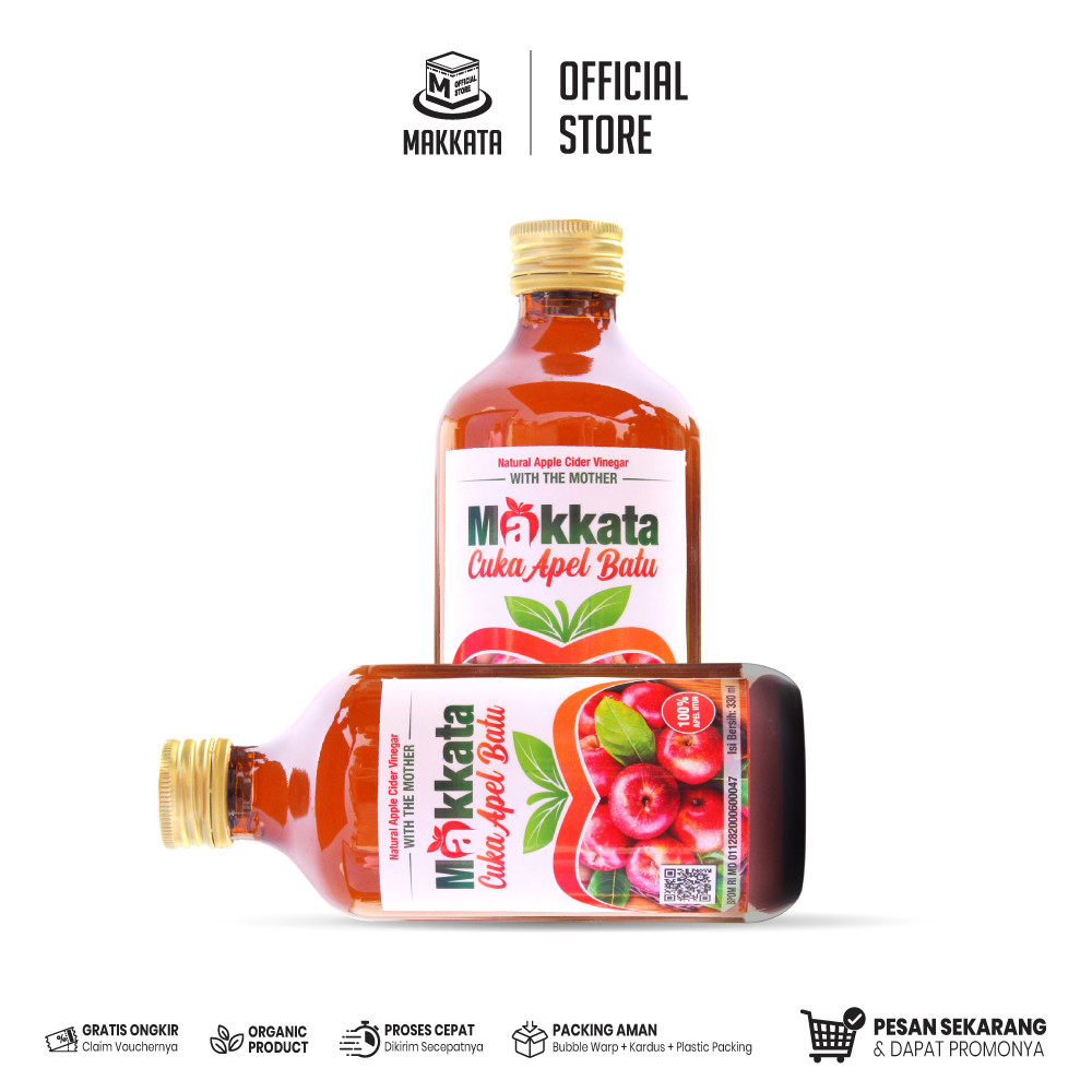 

MAKKATA CUKA Apel Organic Apple Cider Vinegar With The Mother Bebas Gula Dan Bebas Tambahan Air Original BPOM