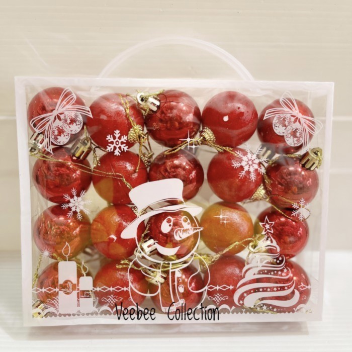 Buruan beli] Bola natal 4cm mika koper/ bola hias pohon natal/mainan natal bola