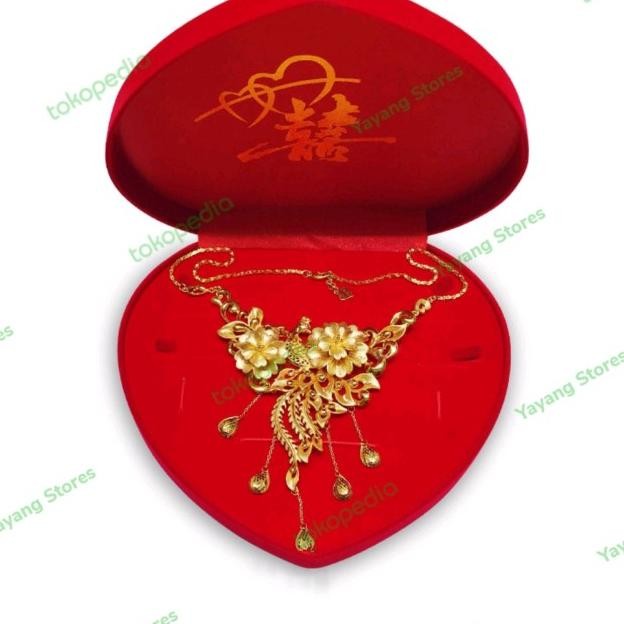 Kotak / Box Tempat Seserahan Perhiasan Emas Sangjit Kalung Shuang Xi