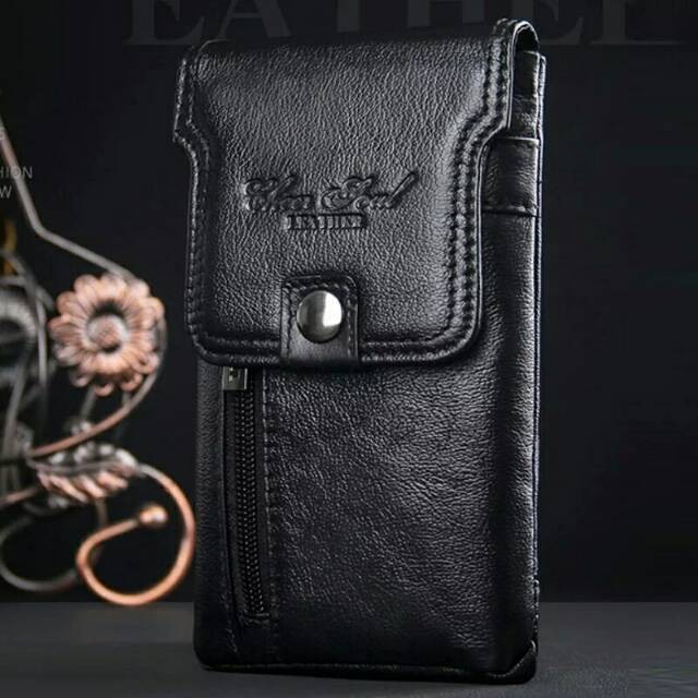 Terlaris - Dompet Kulit Pria - Dompet Hp Pinggang Kulit import 3227 Tinggi 17cm