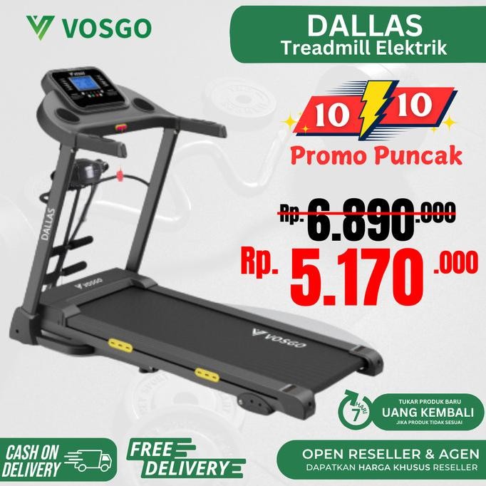 ALAT FITNESS TREADMILL ELEKTRIK VOSGO DALLAS 2,5 HP ORIGINAL DAN TERPERCAYA