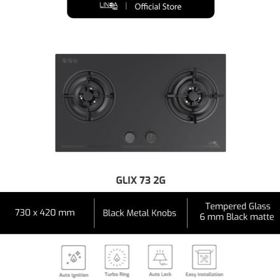] KOMPOR TANAM TEKA LINEA GLIX732G KOMPOR 2 TUNGKU GLASS  GLIX 73 2G