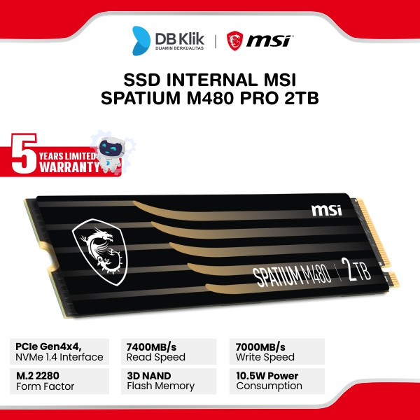 MSI SPATIUM M480 PRO SSD 2TB M.2 NVMe PCIe Gen 4