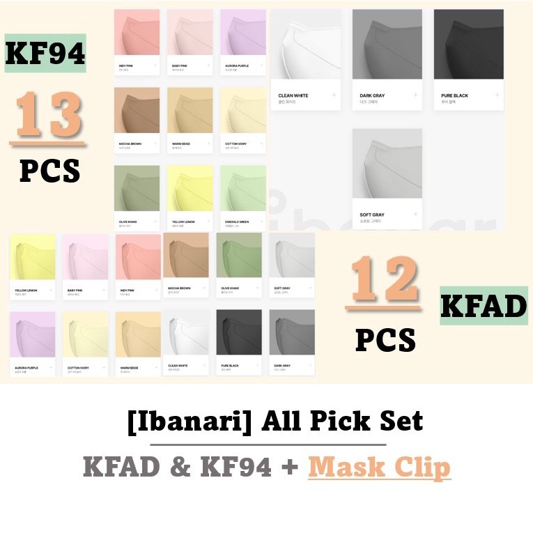 [IBANARI] KF94 KFAD Wajah Korea Topeng Facemask Korea Masker Warna Cahaya 3d 2d Asli sekali pakai di