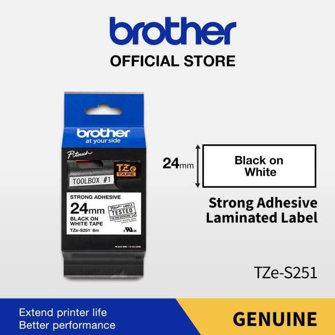 

Brother Label Tape Tze-S251 24Mm Strong Adhesive Black On White Terbaik