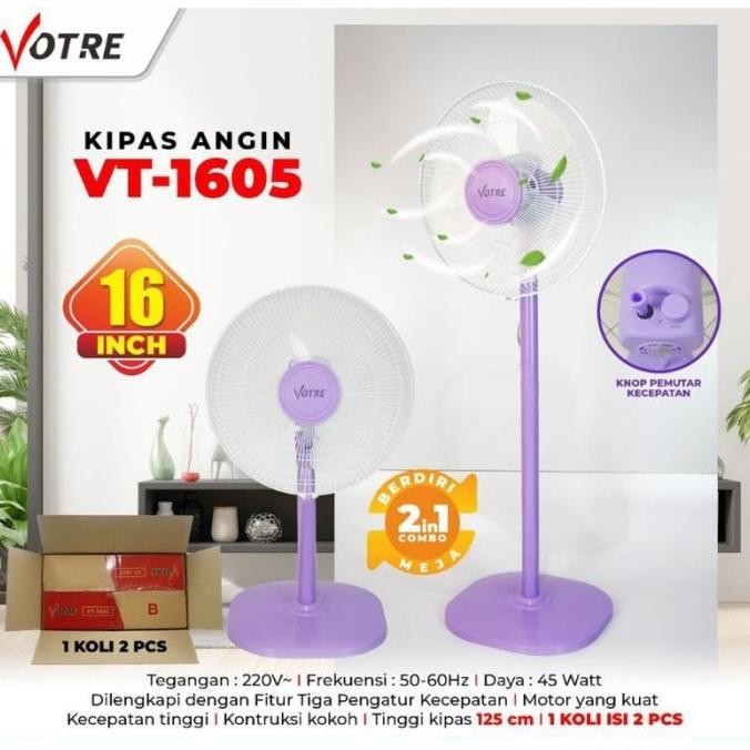 ><><><] KIPAS ANGIN BERDIRI VOTRE VT1605 2IN 1 16" STAND FAN VOTRE VT-1605