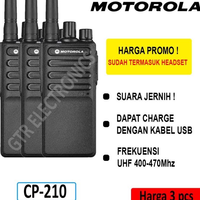 Motorola CP210 Handy Talky UHF 400-470Mhz HT Jarak Jauh Walkie Talkie - Hitam