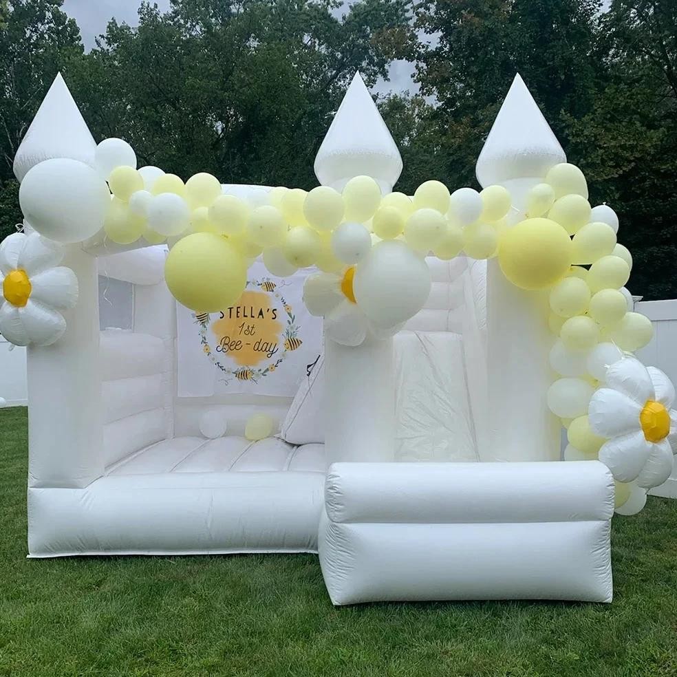 white wedding party bubble house children's trampoline  clamp net bubble house commercial rental