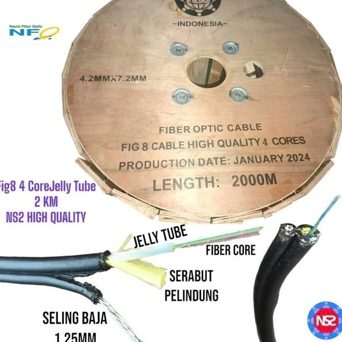 Kabel fo 4 core fig 8 ns2 high quality 2 km /dropcore fig8 4 core