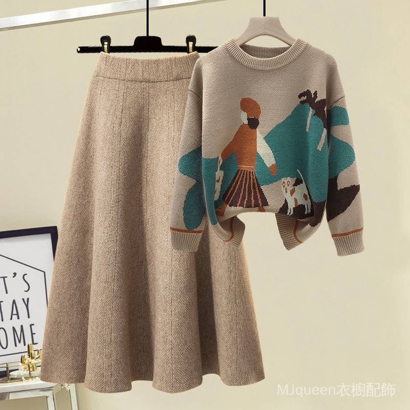 

MJqueen Single/Setelan, Wanita2021Musim Gugur dan Dingin Baru Ukuran Besar Pullover Rajutan Sweater Wanita Pelangsing Serbaguna Gaun Dua Potong Setelan Musim Dingin Setelan Pribadi RFVb |3BF3b21i|
