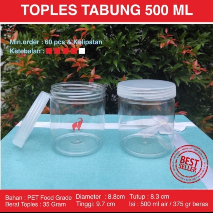 Toples Tabung Cylinder 500 - 600 Ml - Toples Jar Plastik 500 - 600 Ml