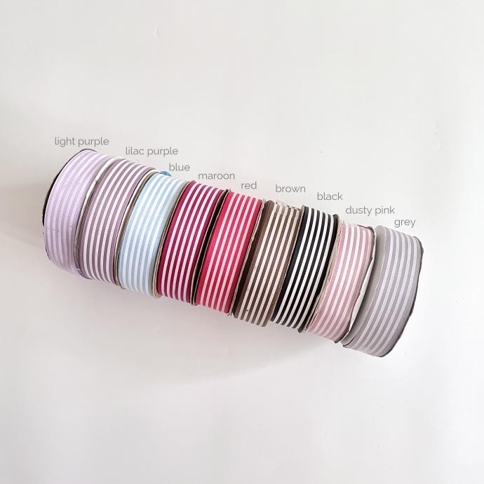 

Shipping Pita Grossgrain Grosgrain Motif Stripe Garis Putih Merah Hitam Hijau Fashion 2024