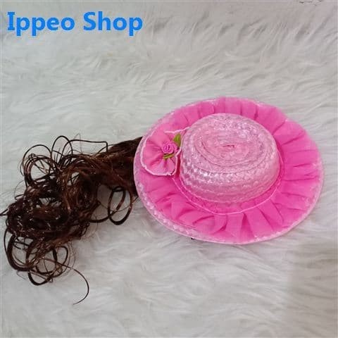 HR0005 - Jepit Aksesoris Rambut Anak Perempuan Topi Pink Rambut Coklat