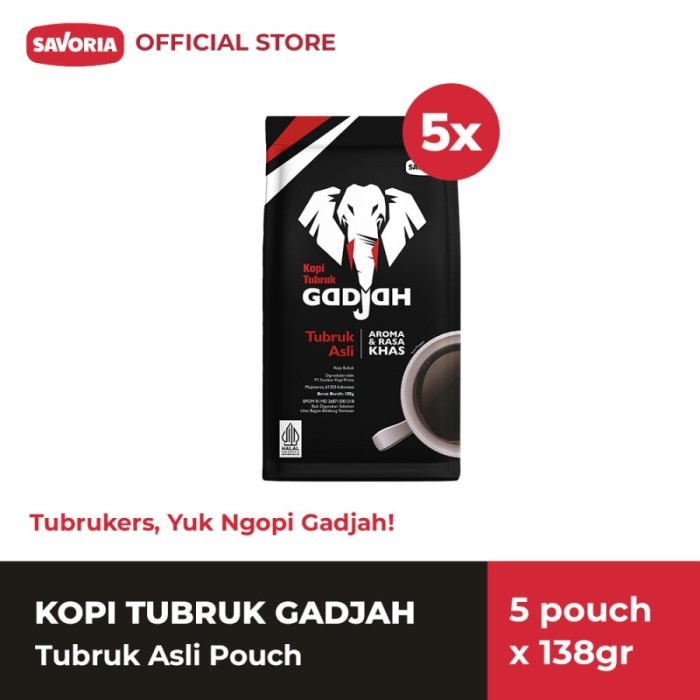 

Terlaris Kopi Tubruk Gadjah Asli 5 Pouch X 138G