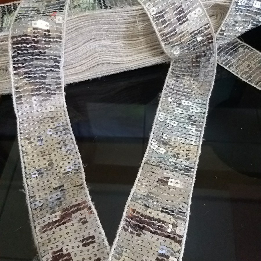 renda payet silver, lebar 3,5cm