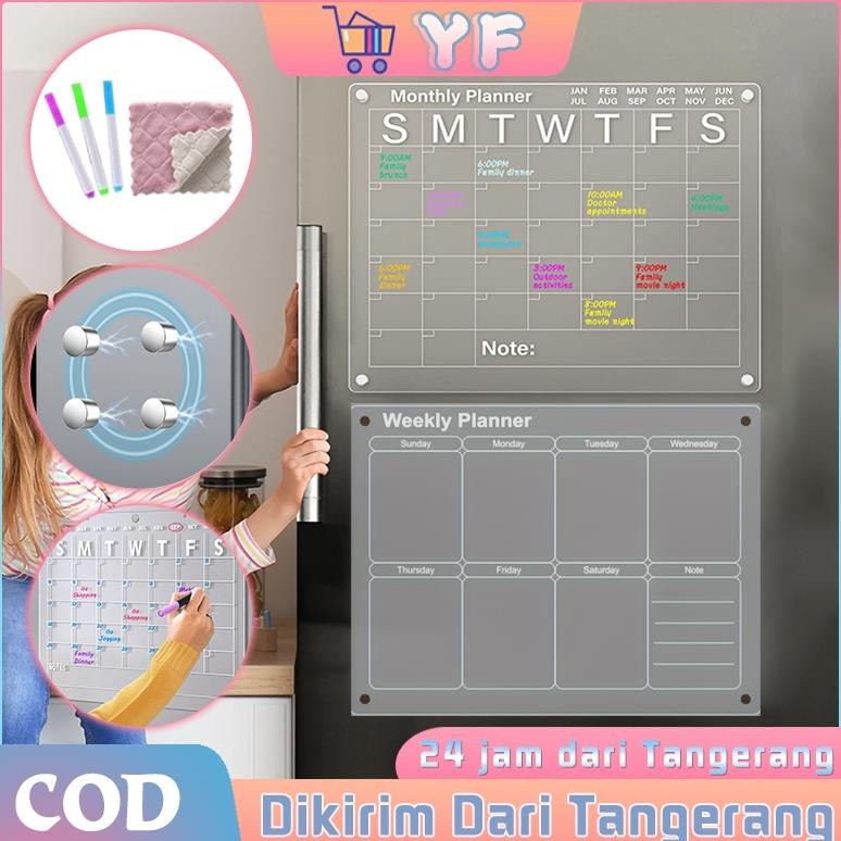 

1Set A3 Template Planner Magnet Magnetic Weekly Monthly Planner Board Meal Planner Magnetic Dengan Handuk Dan 8 Pena Dan Tempat Pensil