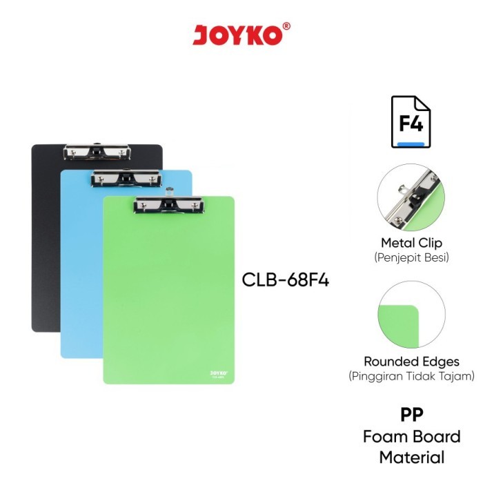 

BEBAS ONGKIR - Clipboard Papan Jalan Alas Ujian Joyko CLB-68F4 / Clip Board F4 Folio