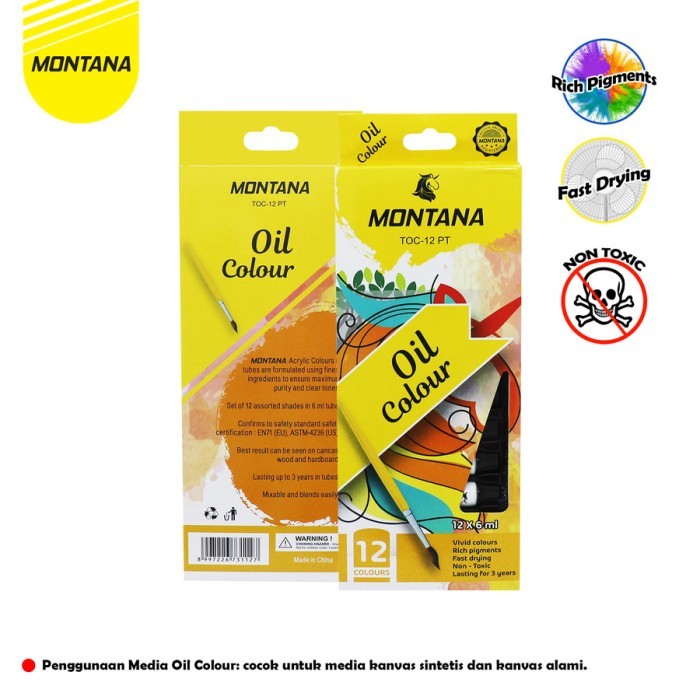 

Oil Colour / Cat Minyak Montana TOC-12 PT / 12 Warna / 6 ml