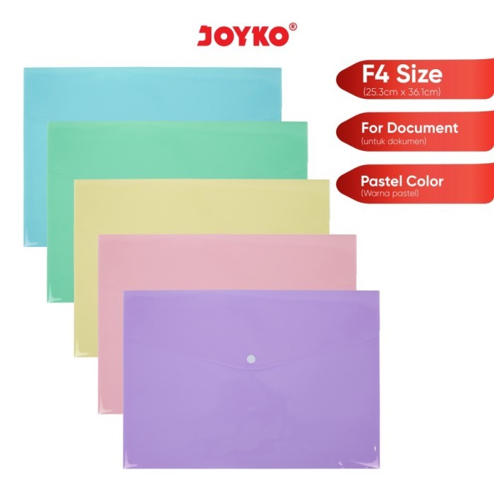 

TERBARU - Map Kancing Plastik Data Bag Tas Joyko DBG-108 Warna Pastel