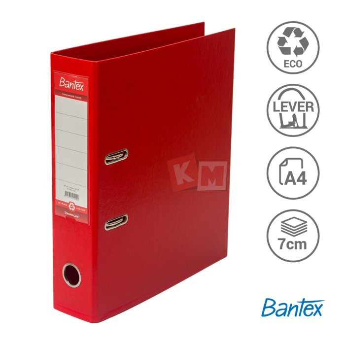 

BEBAS ONGKIR - Ordner Bantex Lever Arch File PP Plastic A4 7cm Red 1450-09 Merah