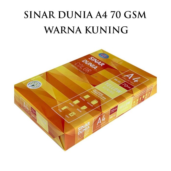 

HARGA DISC - Kertas Fotocopy HVS Warna Kuning Sinar Dunia SIDU A4 70 Gram Gsm Gr