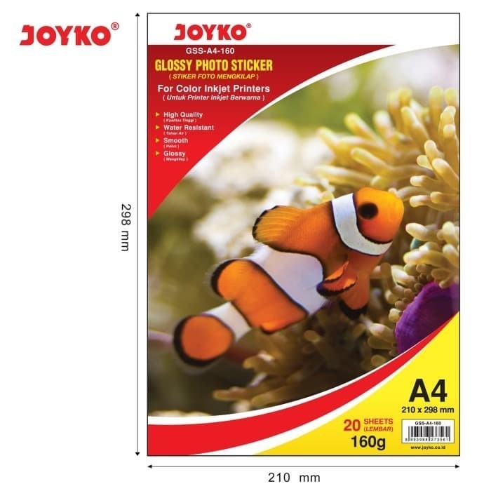 

Glossy Photo Sticker / Kertas Foto Stiker Joyko GSS-A4-160 160 gr gram