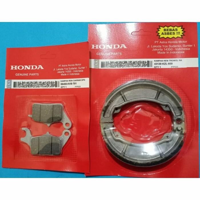 Kampas Rem Depan Belakang + Dispad Cakram Beat FI 2013-2016 AHM ORI Import Premium