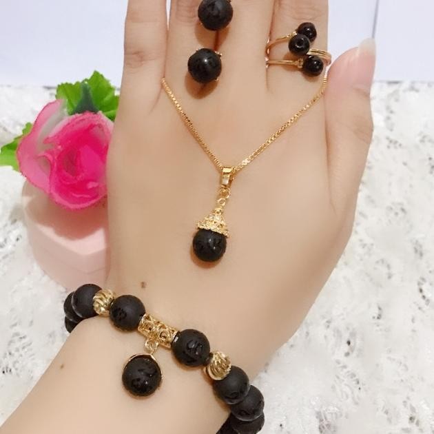 SPECIAL set giok asli gelang giok warna hitam 88 Do86