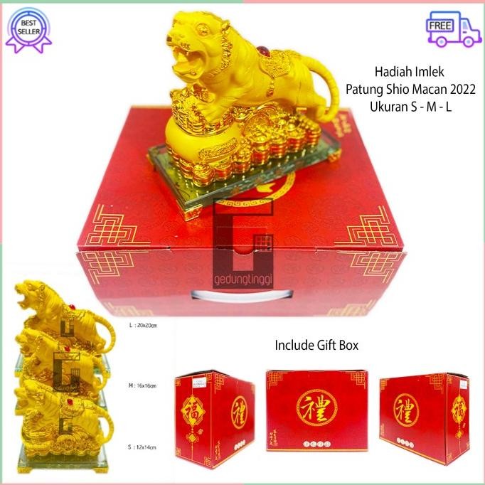 LKJ Patung Pajangan Dekorasi Imlek Hoki Rejeki Shio Macan Resin Emas Gold