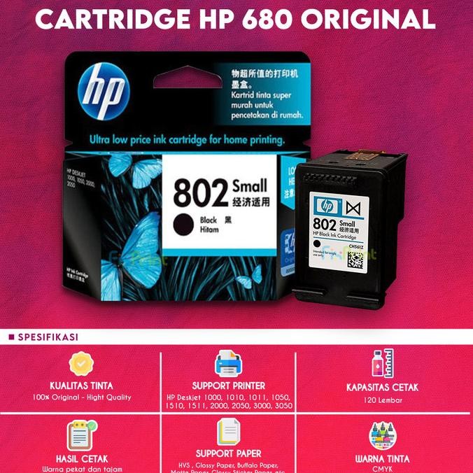 HP 802 Color CH562ZZ Cartridge Tinta Printer Deskjet 1000 1010 1050 PDS