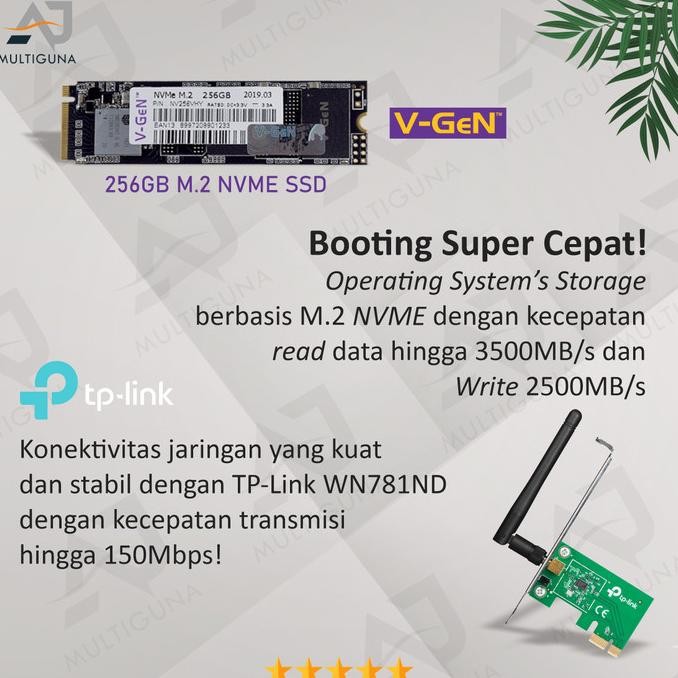 Set PC Komputer Intel Core i7 RAM 16GB SSD Rakitan Office