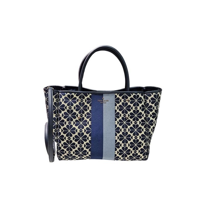 Tas Ori KS Spade Flower Jacquard Stripe Medium Tote Bag - Blue Multi