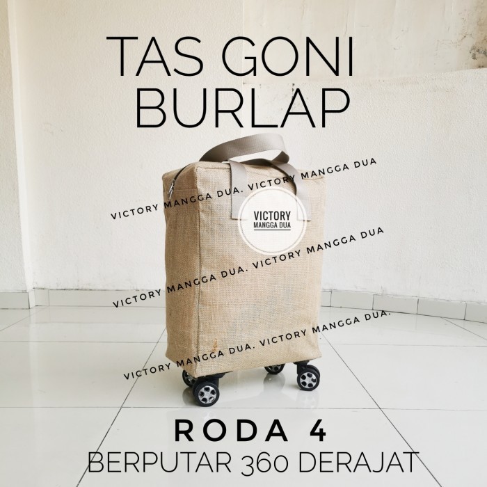 Tas Travel Roda 4 Goni Burlap Reusabel Eco Shopping Bag Belanja Tote
