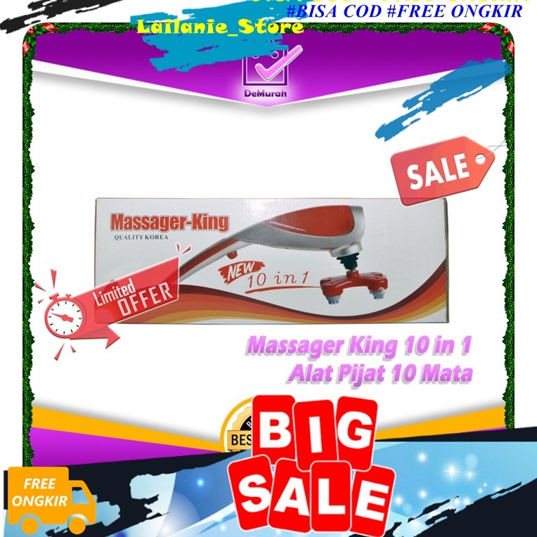 Alat Pijat Elektrik Dolphin ni Getar 2 Kepala 10 in 1 Massager King Punggung Leher Dan Pundak Kaki