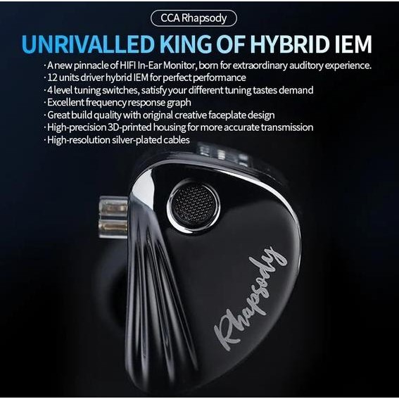 CCA Rhapsody 2DD + 4BA Hybrid IEM HiFi Earphone