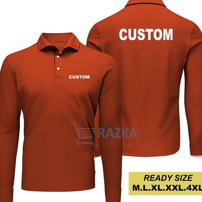 Kaos Custom Logo Dan Nama Sablon Kaos Kerah Polo Lengan Panjang
