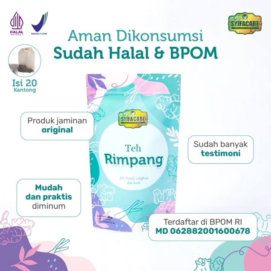 

SYIFACARE Teh Rimpang BPOM Isi 20 Kantung Teh