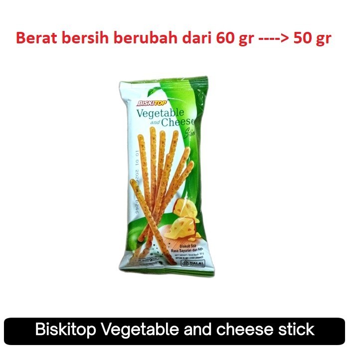 

TERLENGKAP Biskuit Vegetable Cheese stik Biskitop 60 gram (Biskitop vegetable)