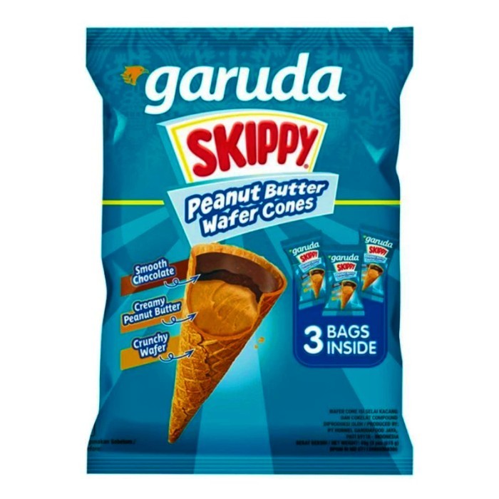 

TERJAMIN garuda SKIPPY peanut butter chocolate wafer CONE kemasan 45 gram